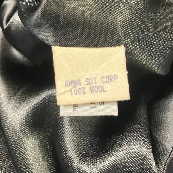 Anna Sui Shift Dress Sm Wool Purple Black Checkered Sleeveless Preppy Academia - Picture 16 of 16